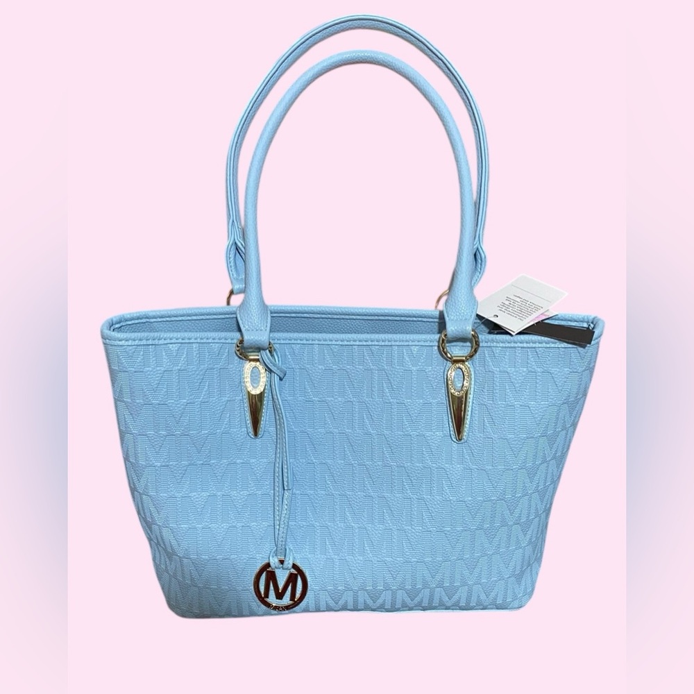 MKF Collection Baby Blue Tote Bag Purse Handbag